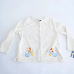 Vintage Falls Creek  Cream Angeles & Stars Fleece Button Up Sweater Cardi 1X NWT